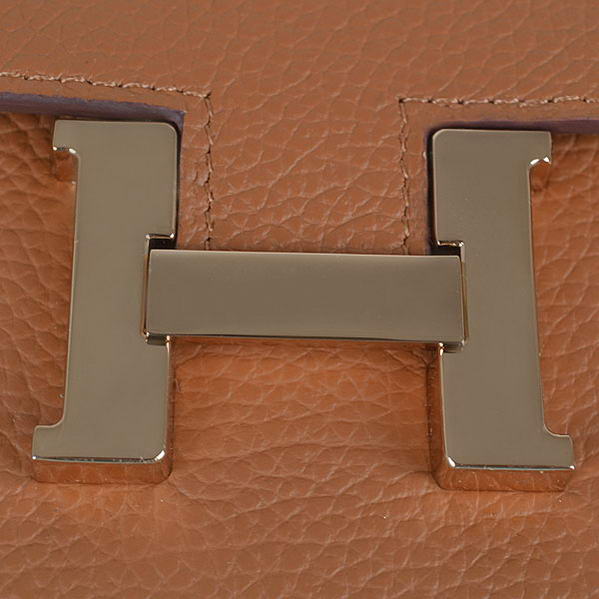 Cheap Fake Hermes Constance Long Wallets Camel Calfskin Leather Gold - Click Image to Close